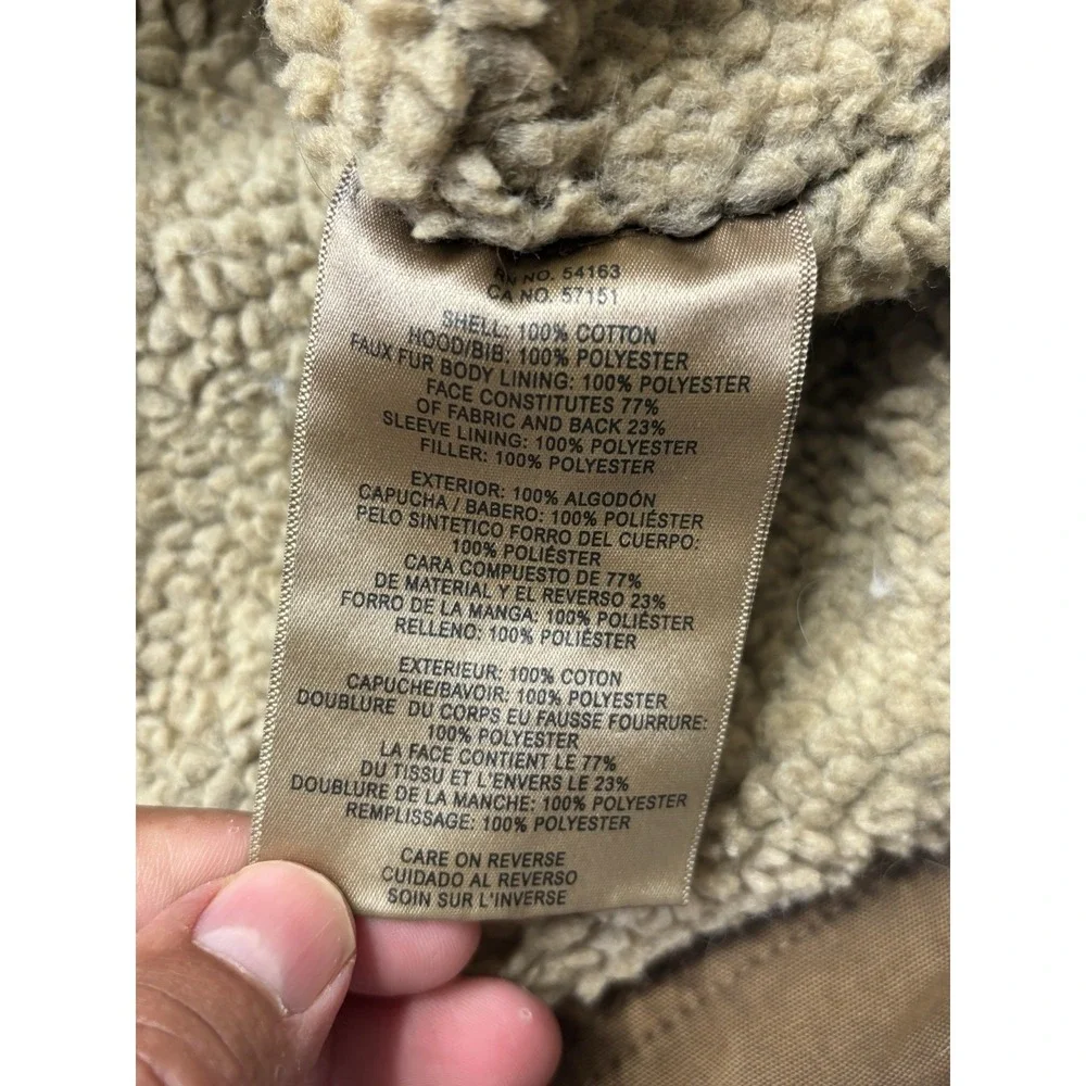 Levis‎ Sherpa Lined Work Jacket Mens L Brown Canvas Hooded Removable Liner